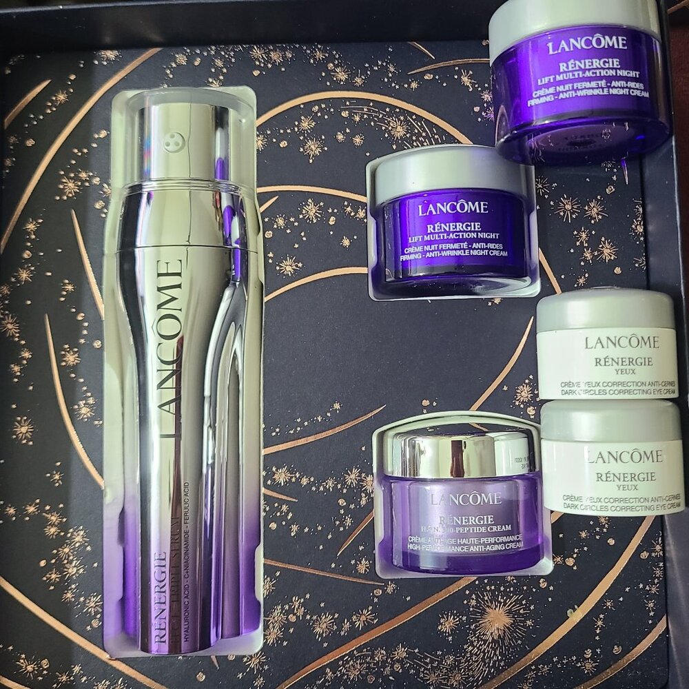 LANCOME 6-pc RÉNERGIE SET - 1.7oz TRIPLE SERUM, PEPTIDE Cream, NIGHT + EYE CREAM